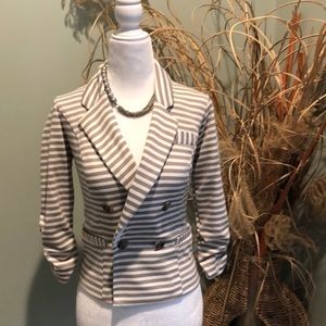Charlotte Russe Striped Ruched 3/4 Sleeve Blazer